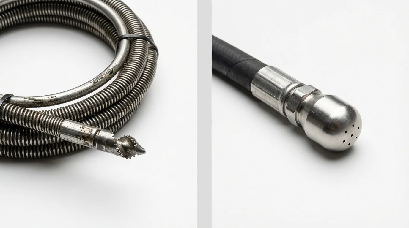 Drain snake cable and hydro jetting nozzle used for drain cleaning in Rural Retreat, VA