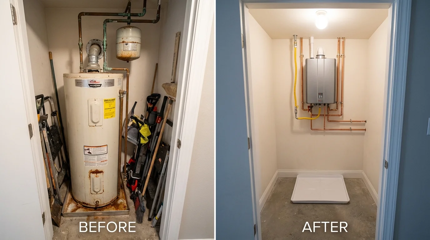 Tank water heater versus wall-mounted tankless unit comparison for Rural Retreat, VA homeowners