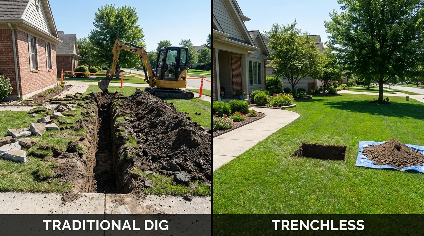 Trenchless sewer repair with minimal yard damage versus traditional excavation in Rural Retreat, VA
